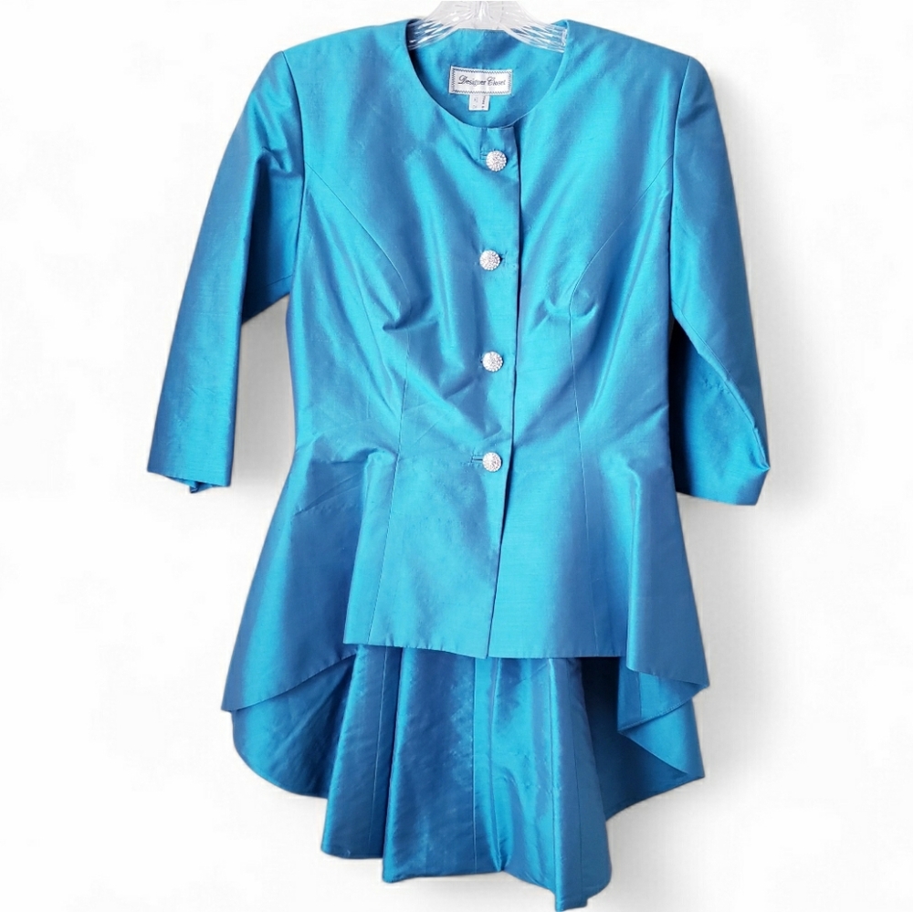 Vintage Designer Closet Teal Silk Hi Low Jacket